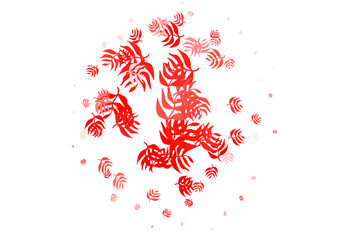 Light Red vector elegant wallpaper with leaves.