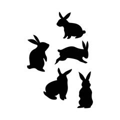 bunny silhouette. cute rabbit design illustration. Easter icon, sign and symbol.