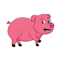 pig cartoon design illustration. cute farm animal icon, sign and symbol.