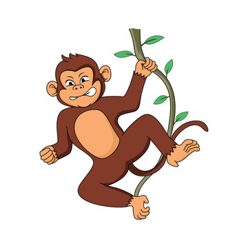 monkey cartoon design illustration. wild animal icon, sign and symbol.
