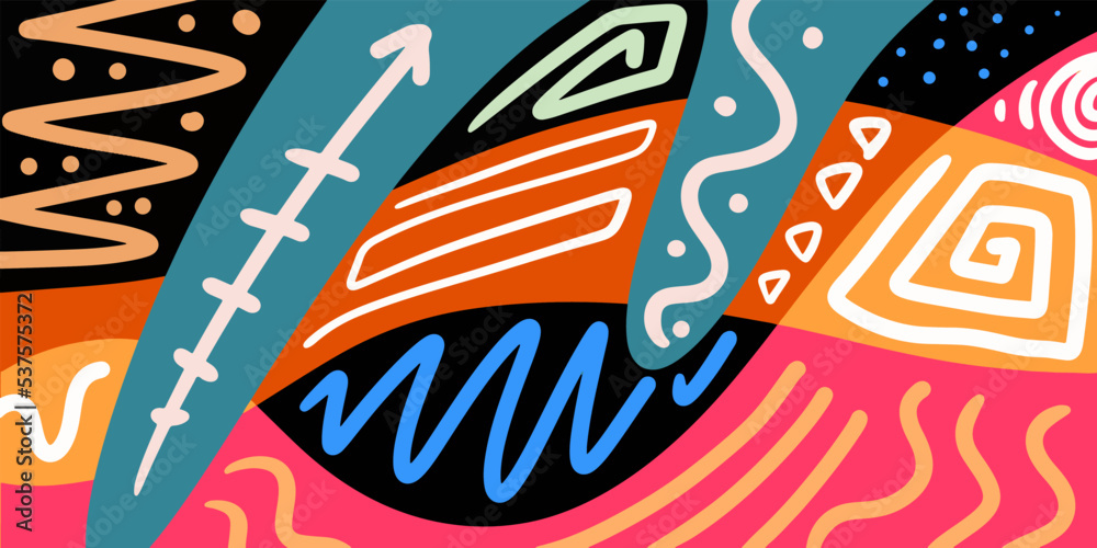 Aufkleber abstract trendy background design in trendy and ethnic style. retro modern illustration outline stro