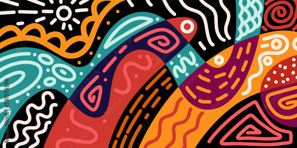 Aufkleber abstract trendy background design in trendy and ethnic style. retro modern illustration outline stro