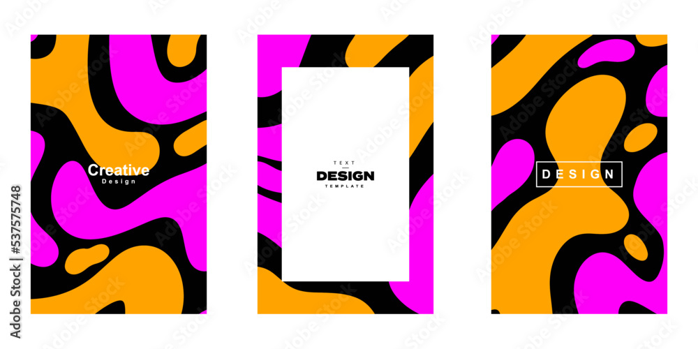 Poster set of fluid poster template design. collection of liquid shape design