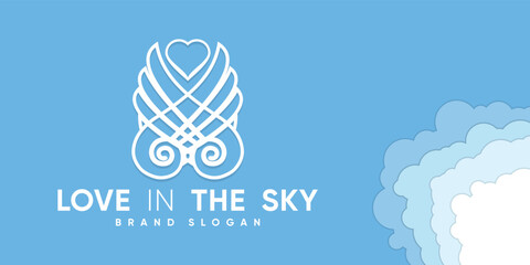 love logo with abstract syle premium vector