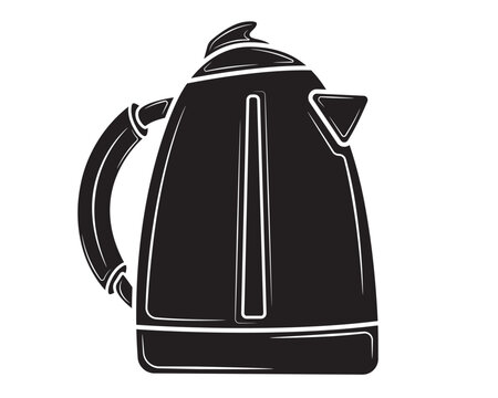 recommend clip art: Kettle.  Black silhouette of Electric kettle for home use in the kitchen. For boiling water for tea or coffee. Vector illustration isolated on white background.