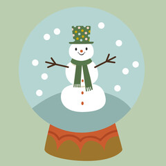 Snowball with snowman. Christmas ball.