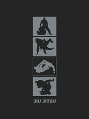 Brazilian Jiu Jitsu silhouette in combat vertical