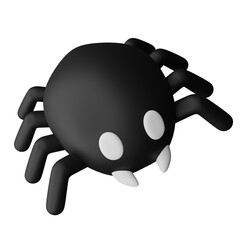 3d Rendering Illustration scary and cute black spider with white fang, halloween decorative ornament theme design