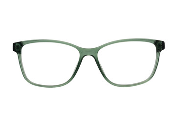 Eyeglass frames, lenses, various colors, both metal and plastic, on a beautiful colored background.