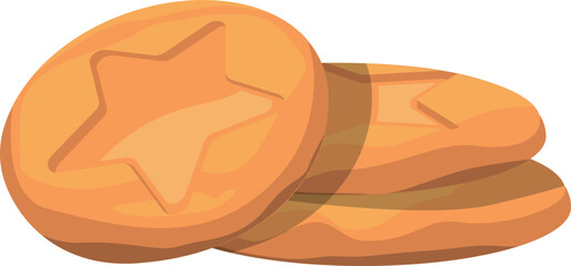 Cookie icon. Cartoon round star biscuit pile