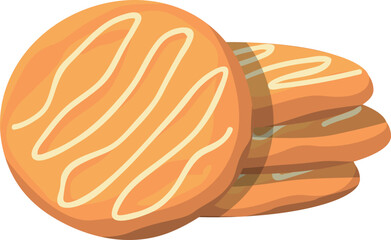 Round sweet biscuit pile. Cartoon cookie icon