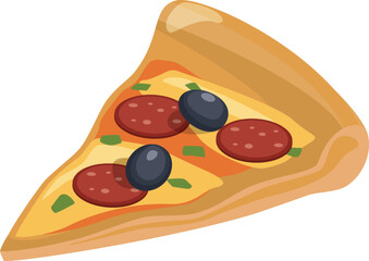 Pizza slice icon. Cartoon italian fast food