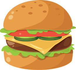 Burger icon. Cartoon hamburger. Fast food symbol