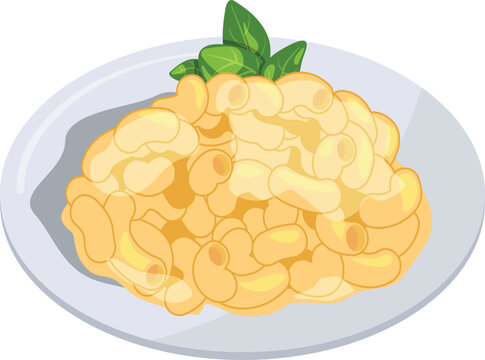 Macaroni cheese dish. Cartoon food plate icon