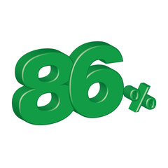 eighty six 86 3d plastic effect number percentage symbol