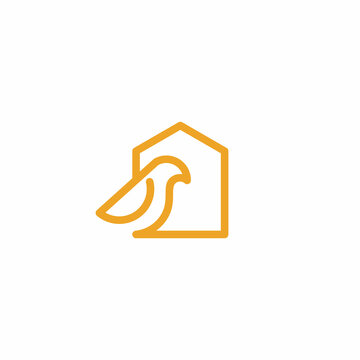 recommend clip art: line art bird cage logo vector illustration design, minimalist bird house logo
                    
