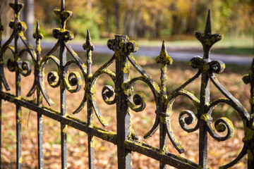 Old decorative wrought iron fence