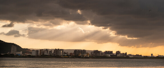 sunset over the river