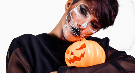 Halloween woman face. Halloween photo. 