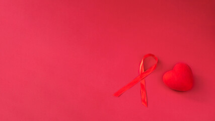 Red heart and red ribbon lace. AIDS international day