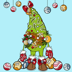 painted Christmas tree, colouring book, children colouring book
