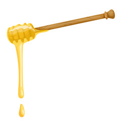 Wooden spoon-spindle with honey. Cartoon vector graphics. © Катерина Якубович