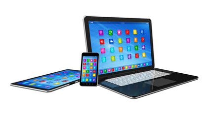 Smartphone, Digital Tablet Computer and Laptop