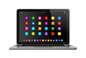 Laptop Computer with apps icons interface