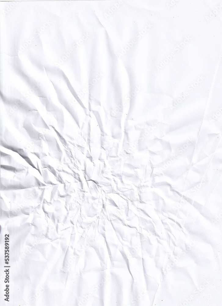Poster blank white glued paper for poster texture overlay. crumpled and wrinkled pattern for background. co