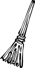 Halloween Hand Drawn Broom. PNG ink doodle illustration