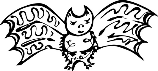 Obraz premium Halloween hand drawn black bat. PNG ink doodle illustration