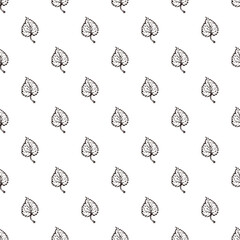 Seamless pattern with hand drawn aspen leaves. Suitable for packaging, wrappers, fabric design. PNG ink illustration