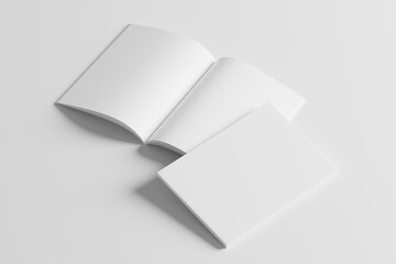 US Letter Size Magazine Brochure 3D Rendering White Blank Mockup