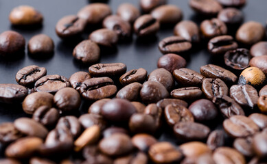 Coffee beans on dark background