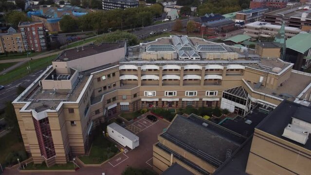Aerial shot of the Basildon Towergate Theatre in Basildon, England