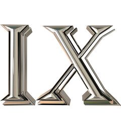 Gold Roman numerals. number 9