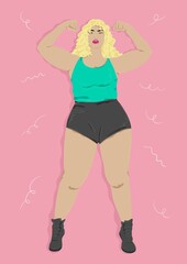 Curvy woman stood in a strong pose