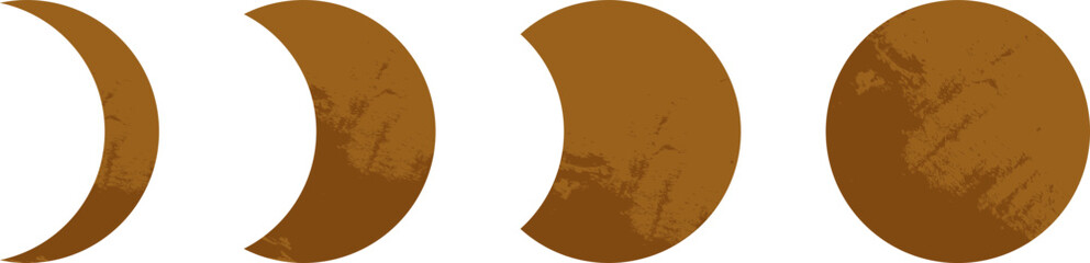 Moon phases. Golden esoteric symbol. Lunar cycle sign