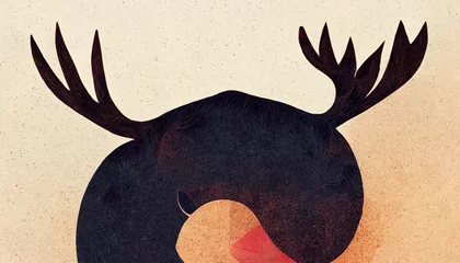 Muurstickers Minimalist reindeer - logo design. Digital illustration © erika8213