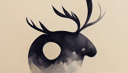 Fototapeten Minimalist reindeer - logo design. Digital illustration © erika8213
