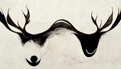 Poster Minimalist reindeer - logo design. Digital illustration © erika8213