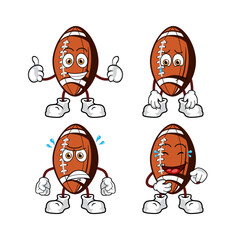 Set of cartoon ball character, Cute american football emoticon