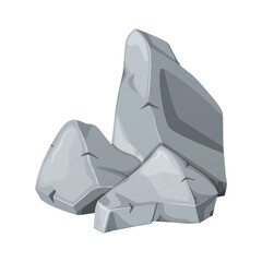 Rock stone cartoon. Cobblestones of various shapes. Rocks and debris of the mountain.