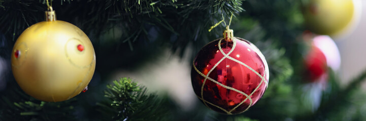 Christmas round shaped toys on twigs