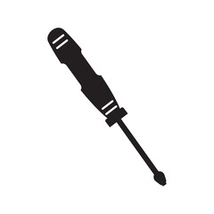 Flat Blade screwdriver tool icon | Black Vector illustration |