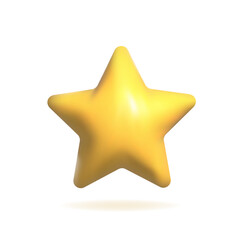 Yellow volumetric 3D star icon. Vector illustration