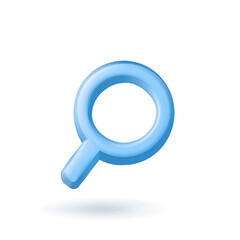 Magnifying glass. Discovery, research, search, analysis concept. 3d vector icon. Cartoon minimal style.