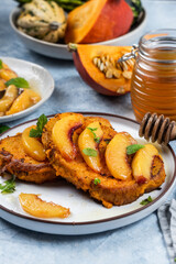 Pumpkin and apricot toasted bread, autumn seasonal brunch