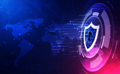 Data security technology blue background, Ai big data secure, crime hack digital tech, abstract privacy hi tech binary code, virus attack data, internet network connection theft, illustration vector © PST Vector