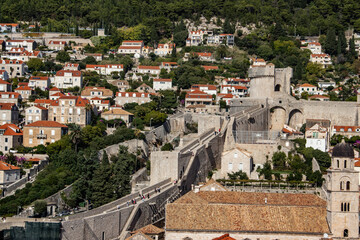 Fototapeta na wymiar Dubrovnik old city and fortress, city in Croatia (Hrvatska), location where TV show Game of Thrones was recorded